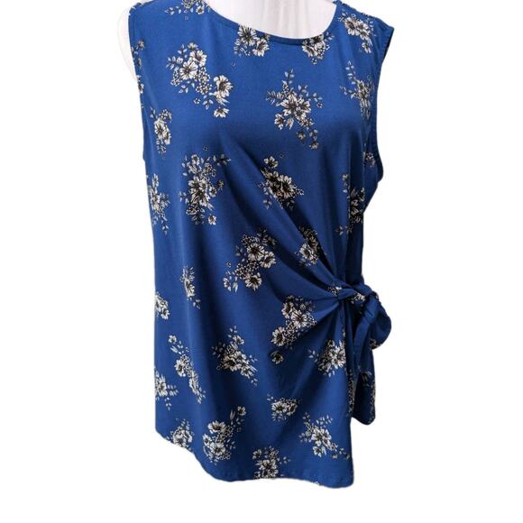 Elle Women's Size Large Blue Sleeveless Blouse Shell Camisole Tank Top Shirt EUC - Picture 1 of 13